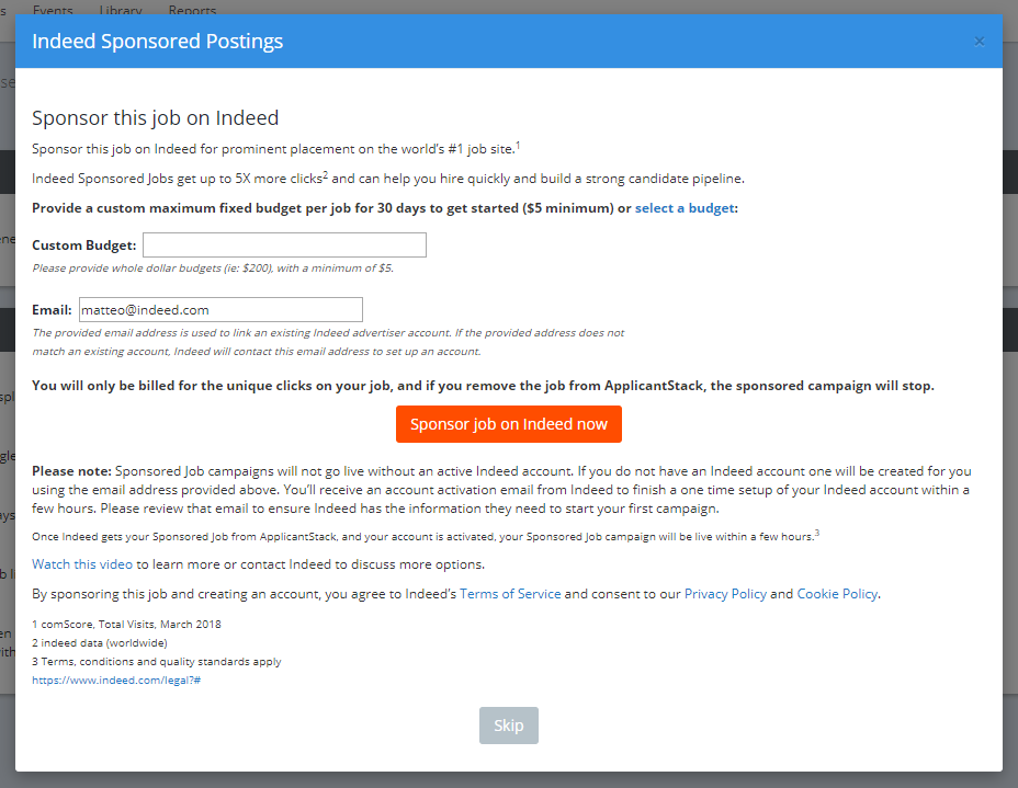 Indeed Sponsored Jobs Integration