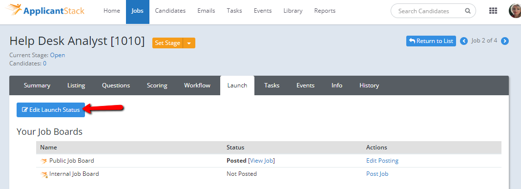Using the Edit Launch Status Button