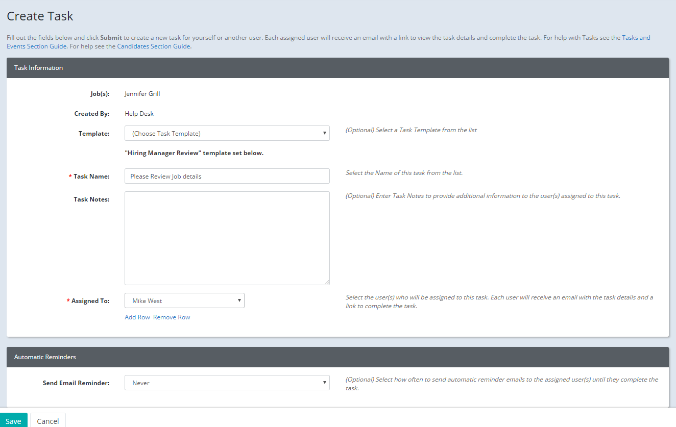 Tasks Tab
