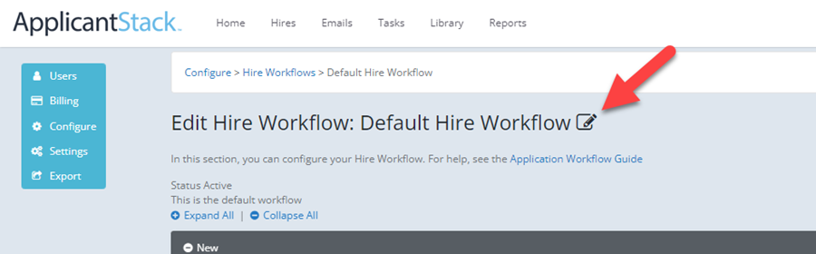 Configure Hire Workflow in ApplicantStack