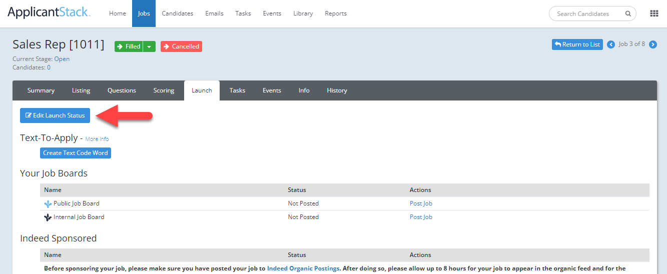 Jobs Tab