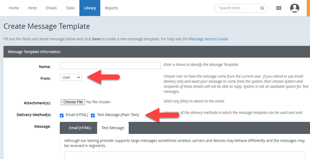 Library Tab in ApplicantStack Onboard