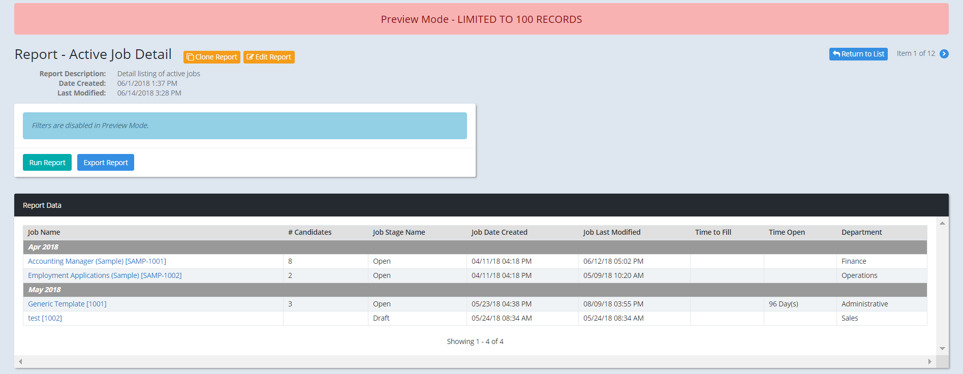 Reports Tab